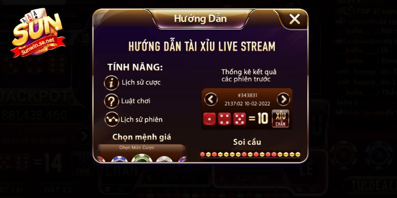 Thông tin luật chơi tài xỉu livestream cũng quy định rõ ràng